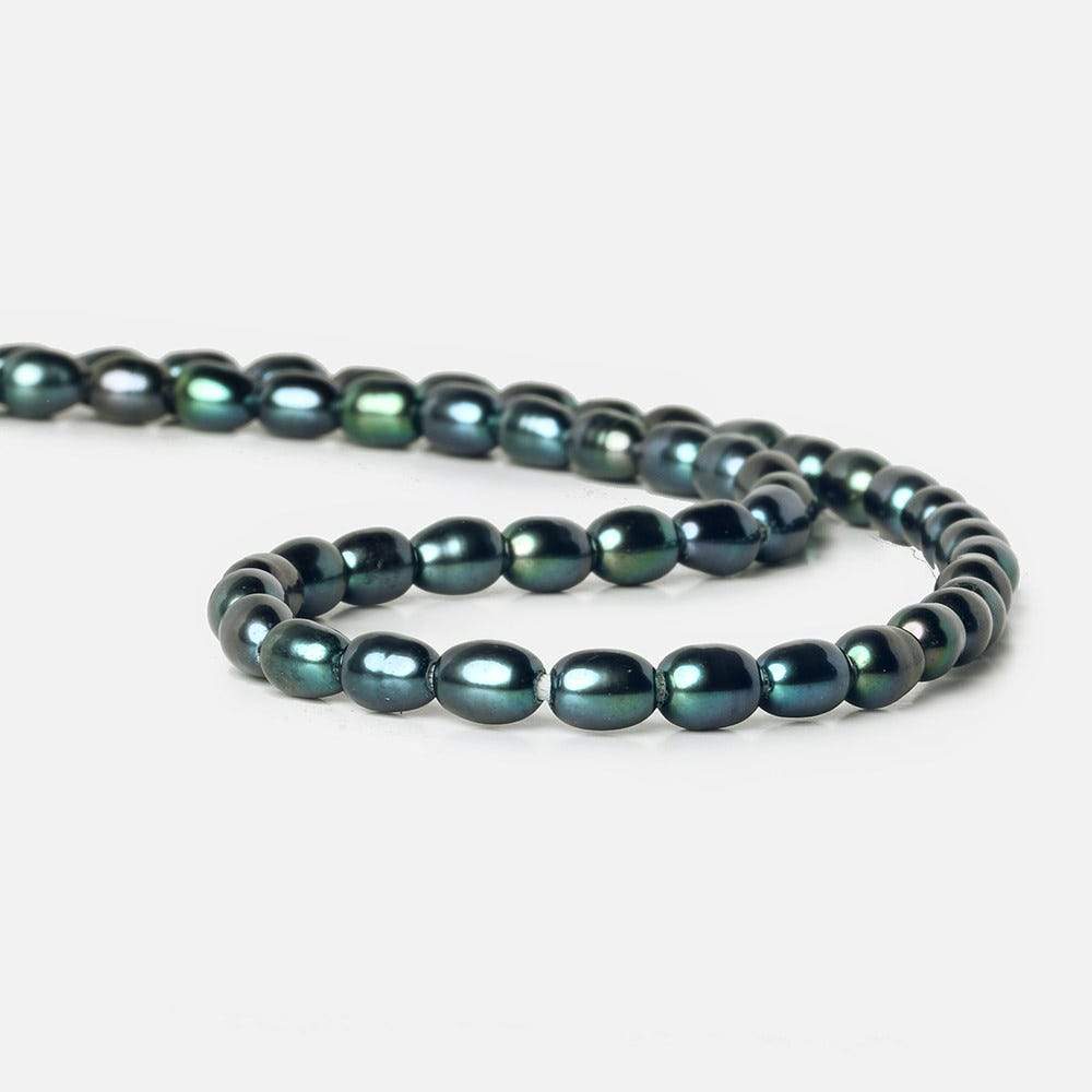 7x5mm Teal Peacock Large Hole Oval Freshwater Pearls 15 inch 48 pcs