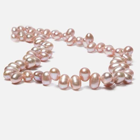 7x5-8x6mm Peachy Pink Top Drilled Oval Freshwater Pearls 16 inch 74 pieces