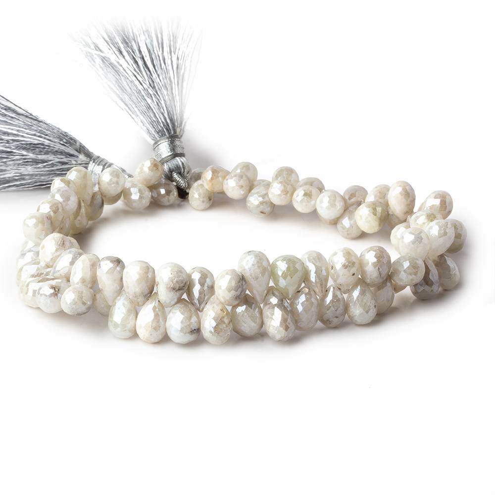 7x5-9x6mm Silverite Sapphire faceted tear drop beads 8 inch 77 pieces