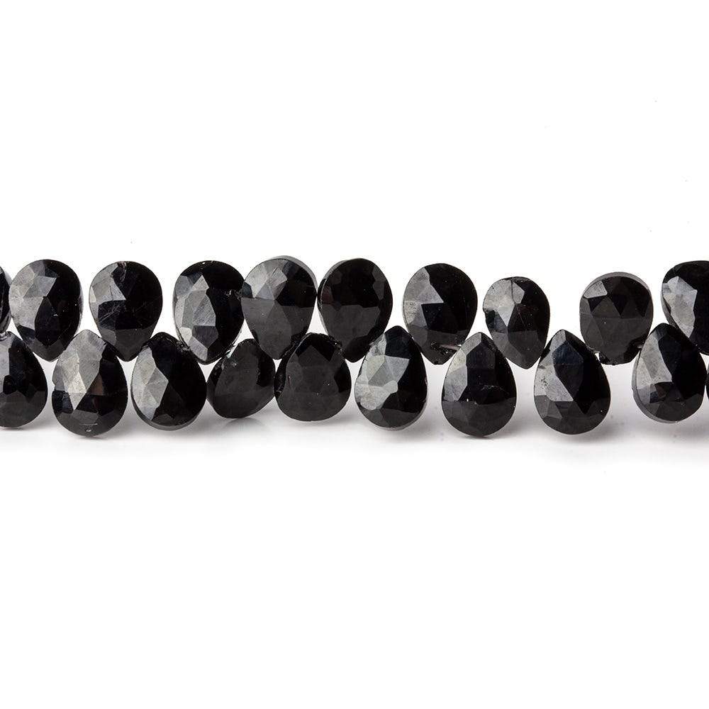 7x5mm Black Spinel faceted pears 8 inch 60 beads