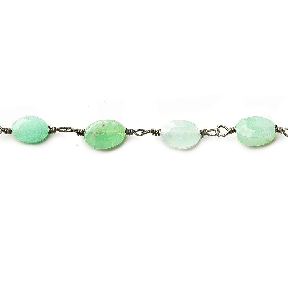 7x5mm Chrysoprase faceted oval Black Gold plated Chain by the foot 23 pieces
