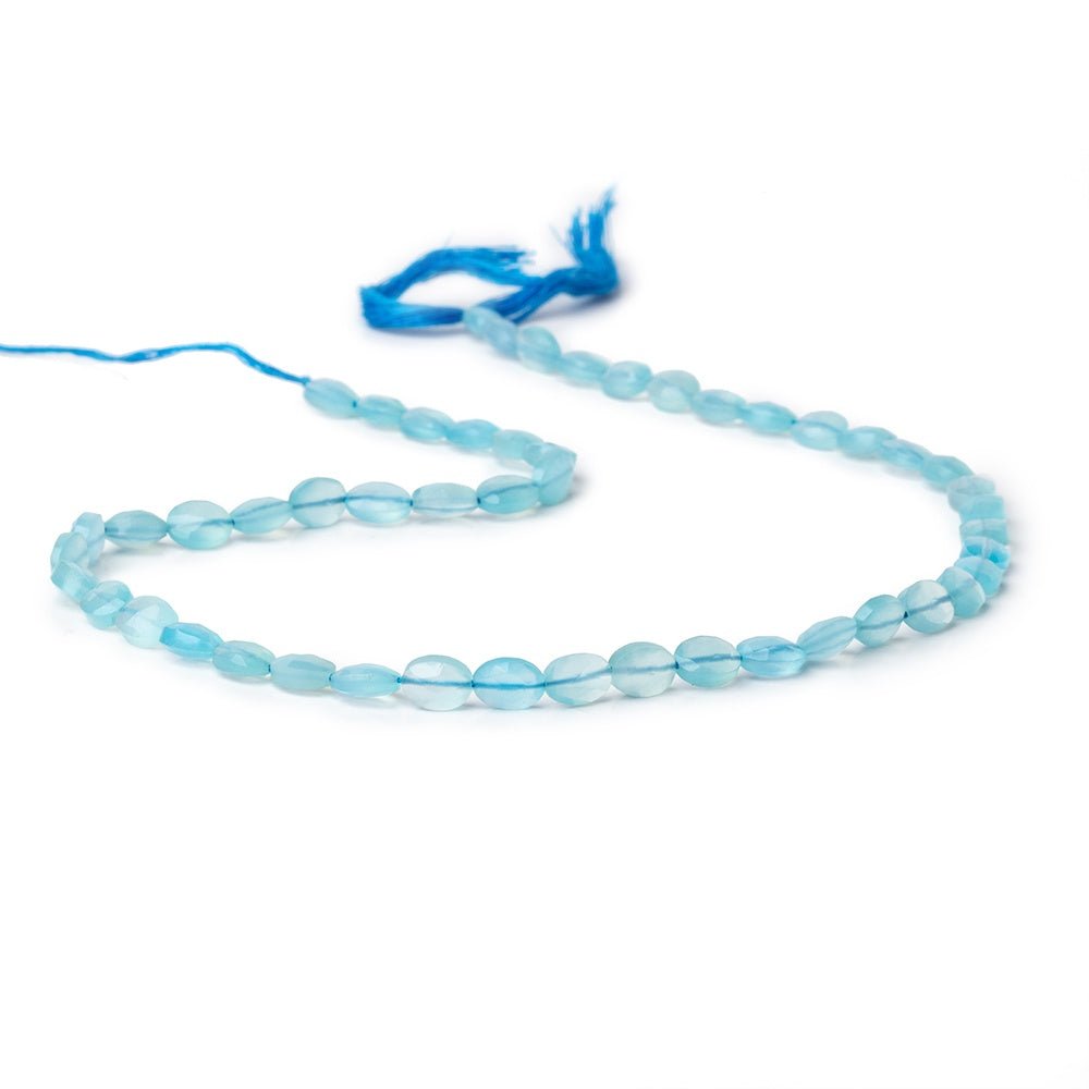7x5mm Santorini Blue Chalcedony faceted oval beads 13.5 inch 46 pieces