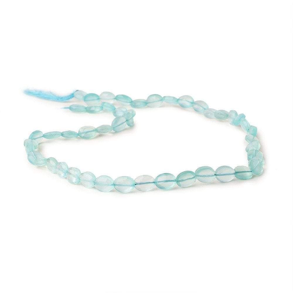 7x5mm Seafoam Blue Chalcedony straight drilled faceted ovals 13.5 inch 46 beads