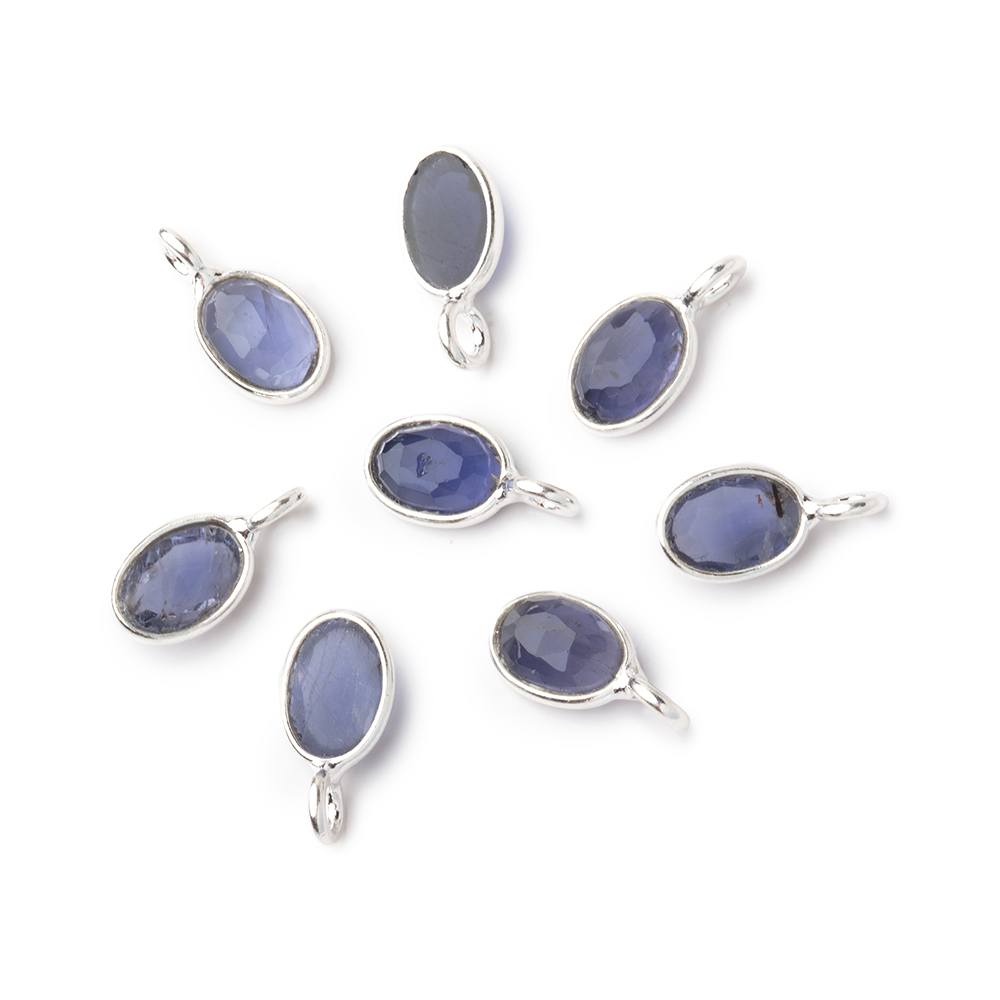 7x5mm Sterling Silver Bezel Iolite Rose Cut Oval Pendant 1 piece
