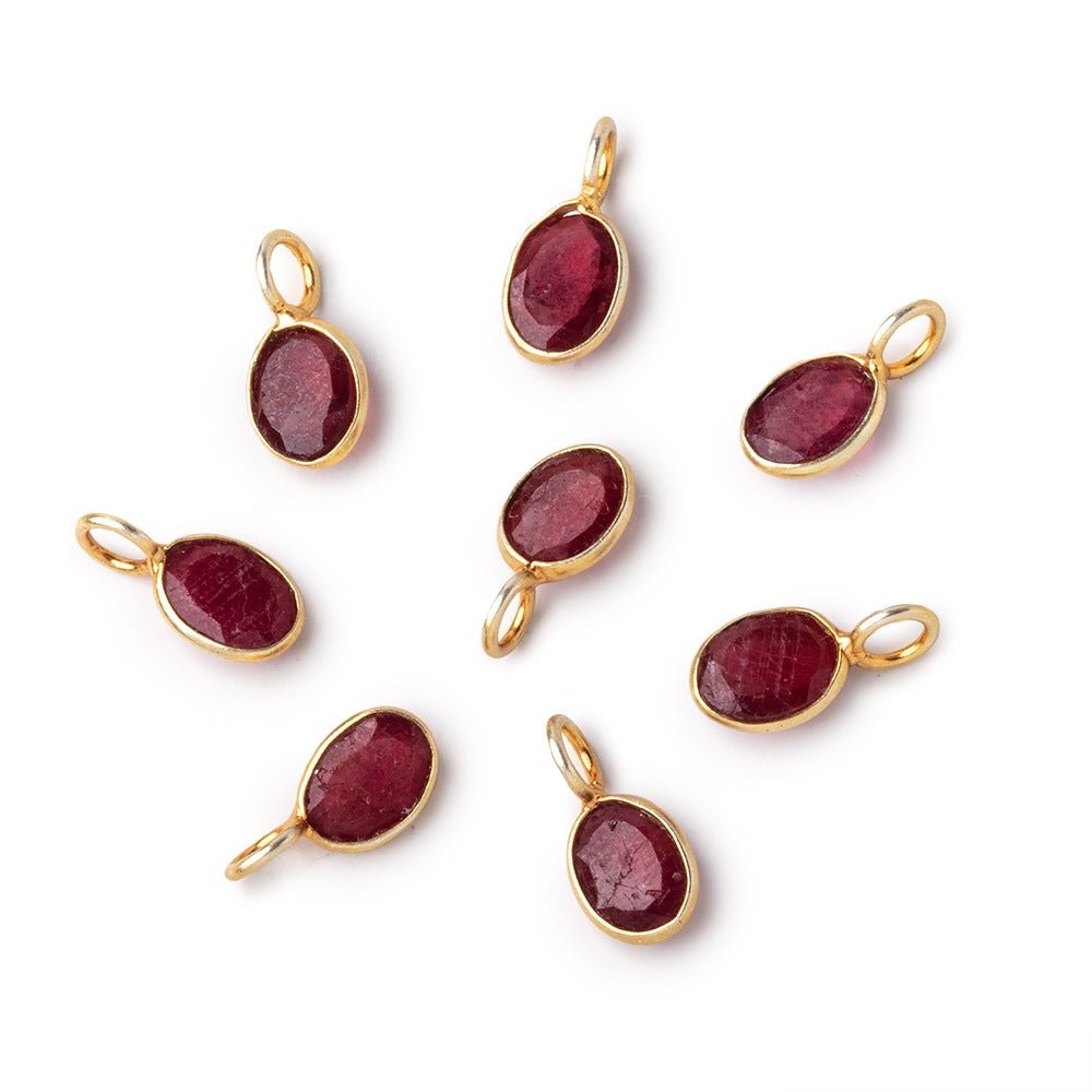 7x5mm Vermeil Bezel Dark Ruby Rose Cut Oval Pendant 1 piece