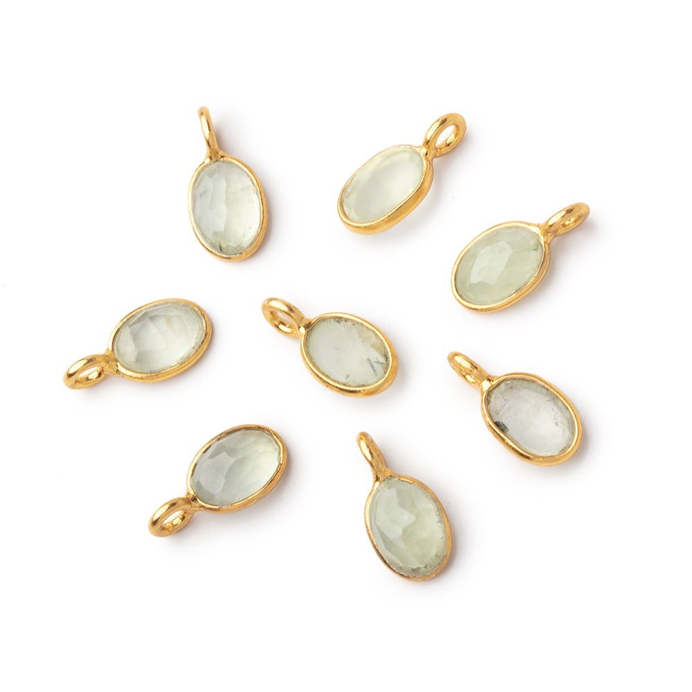 7x5mm Vermeil Bezel Prehnite Rose Cut Oval Pendant 1 piece