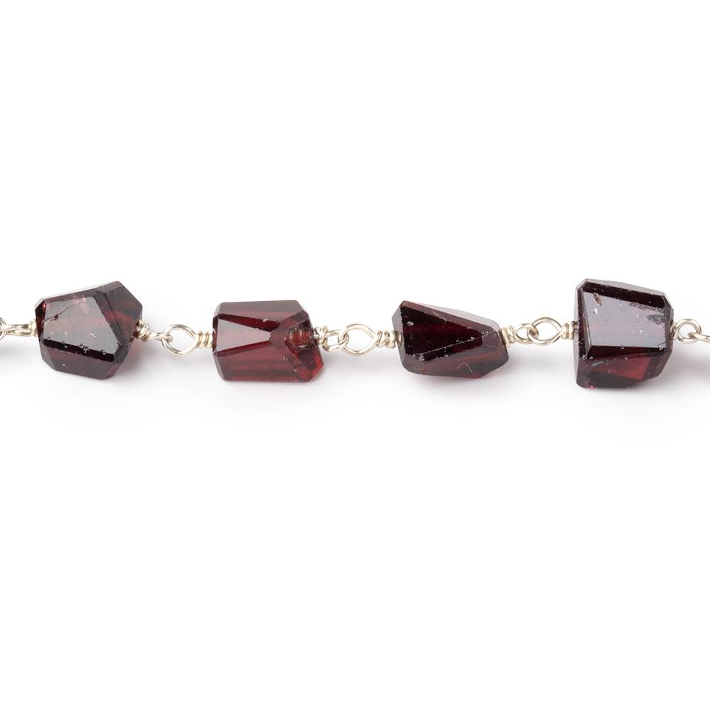 7x6-11x7mm Garnet Faceted Nuggets on .925 Silver Chain