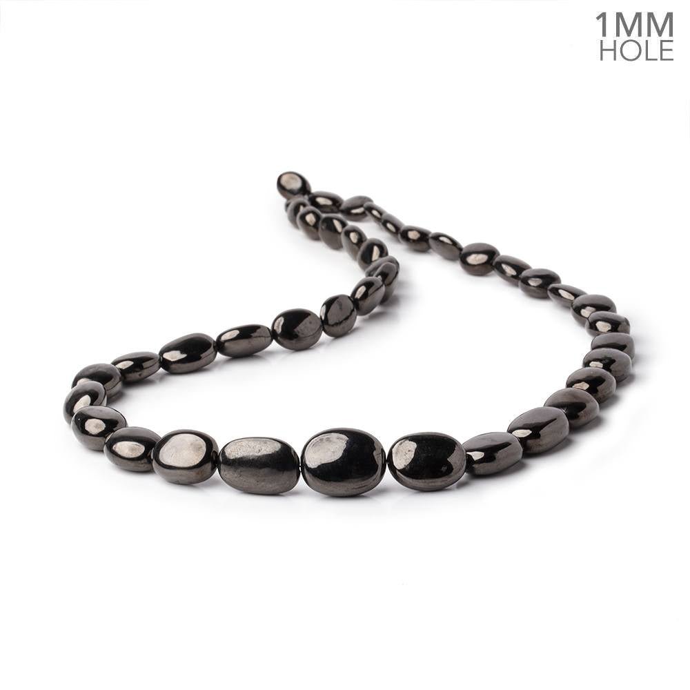 7x6-15x11mm Shungite Plain Oval Beads 18 inch 40 pieces 1mm Hole