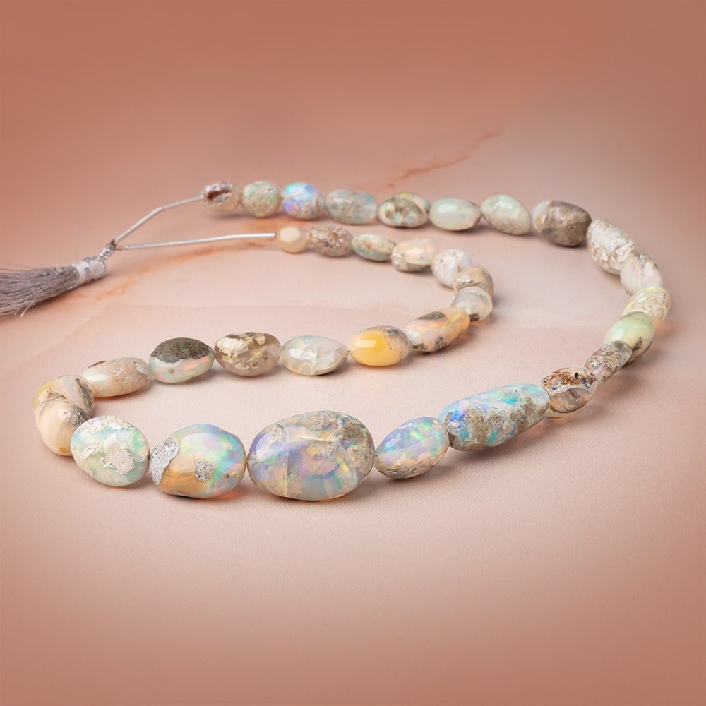 7x6-28x13mm Ethiopian Opal Plain Nugget Beads 20 inch 34 pieces AA