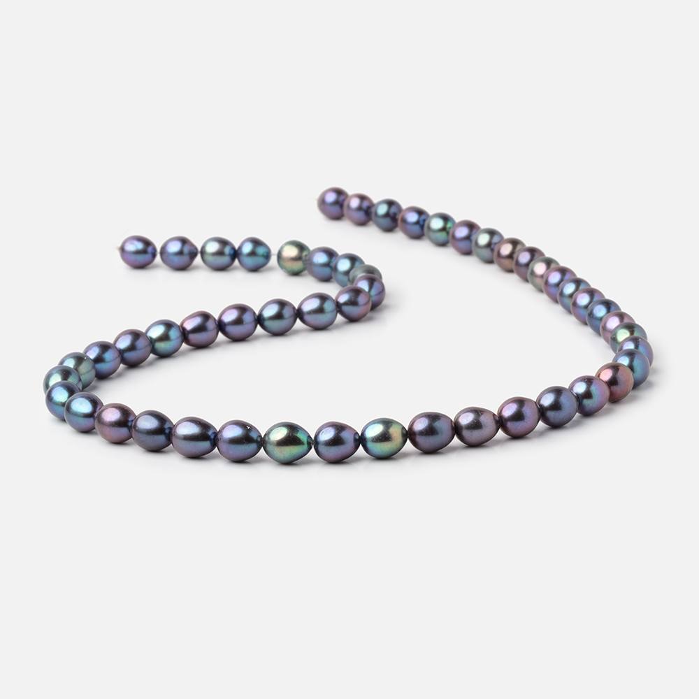 7x6-8x6.5mm Peacock Straight Drill Oval Freshwater Pearls 16 inch 52 Beads