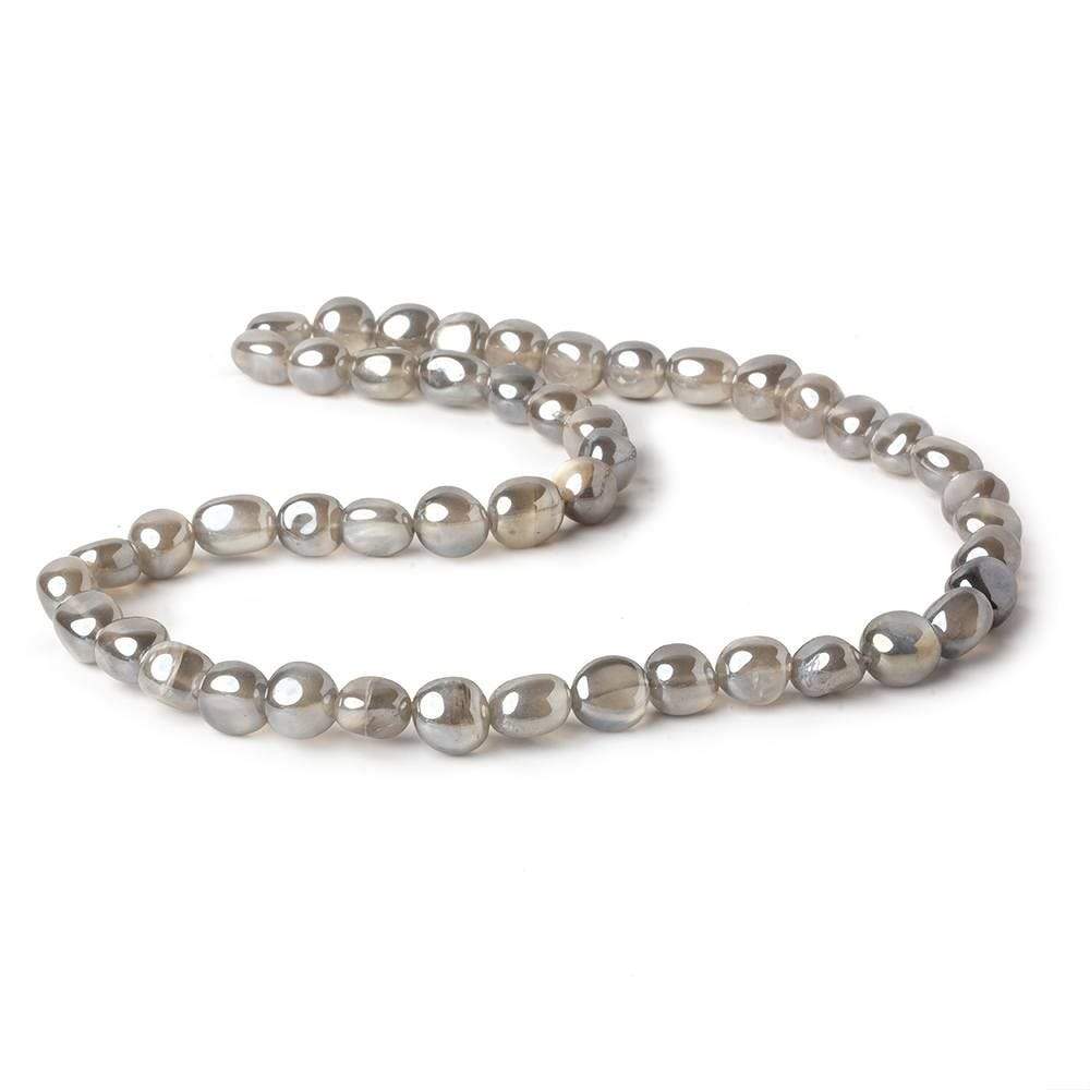 7x6-9x7mm Mystic Platinum Grey Moonstone plain nuggets 16 inch 48 beads