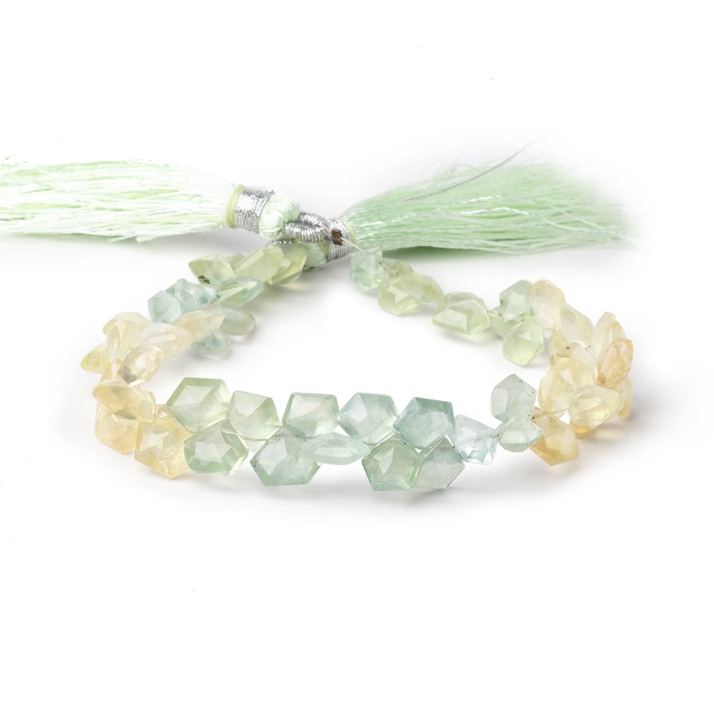 7x6-9x8mm Prehnite Faceted Pentagonal Beads 8 inch 55 pieces