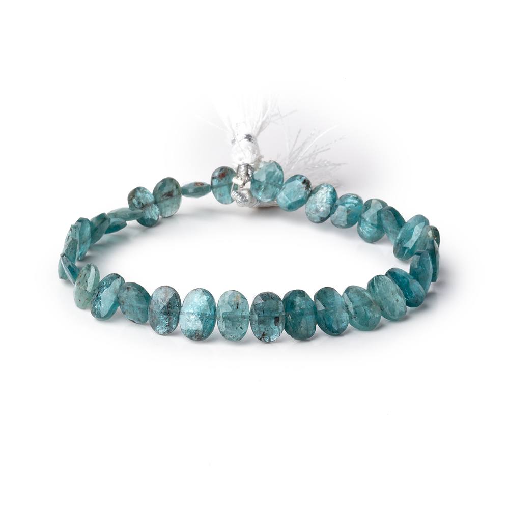 7x6.5-9x7mm Teal Moss Kyanite Faceted Oval Beads 8 inch 31 pieces