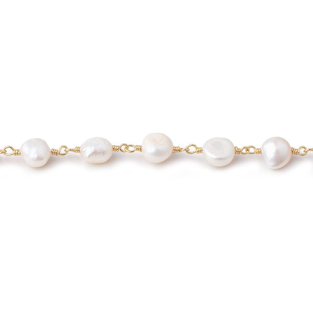 7x6mm Cream Baroque Freshwater Pearl Vermeil Chain by the foot 25 beads