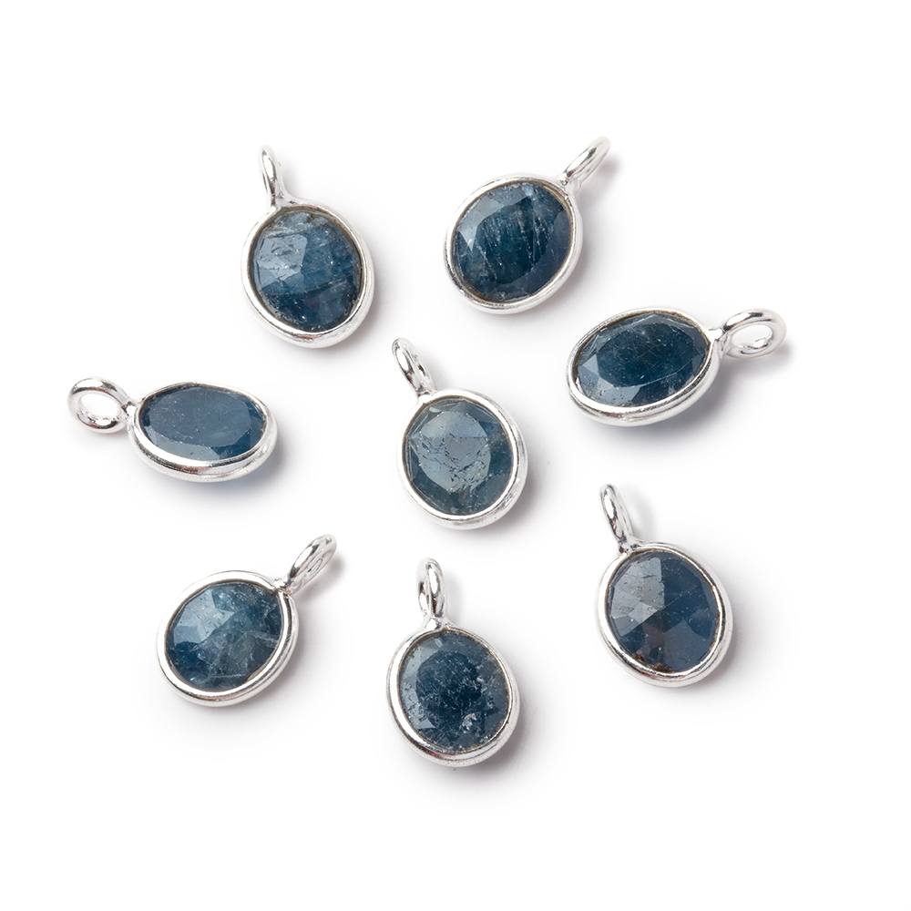 7x6mm Sterling Silver Bezel Blue Sapphire Rose Cut Oval 1 Pendant