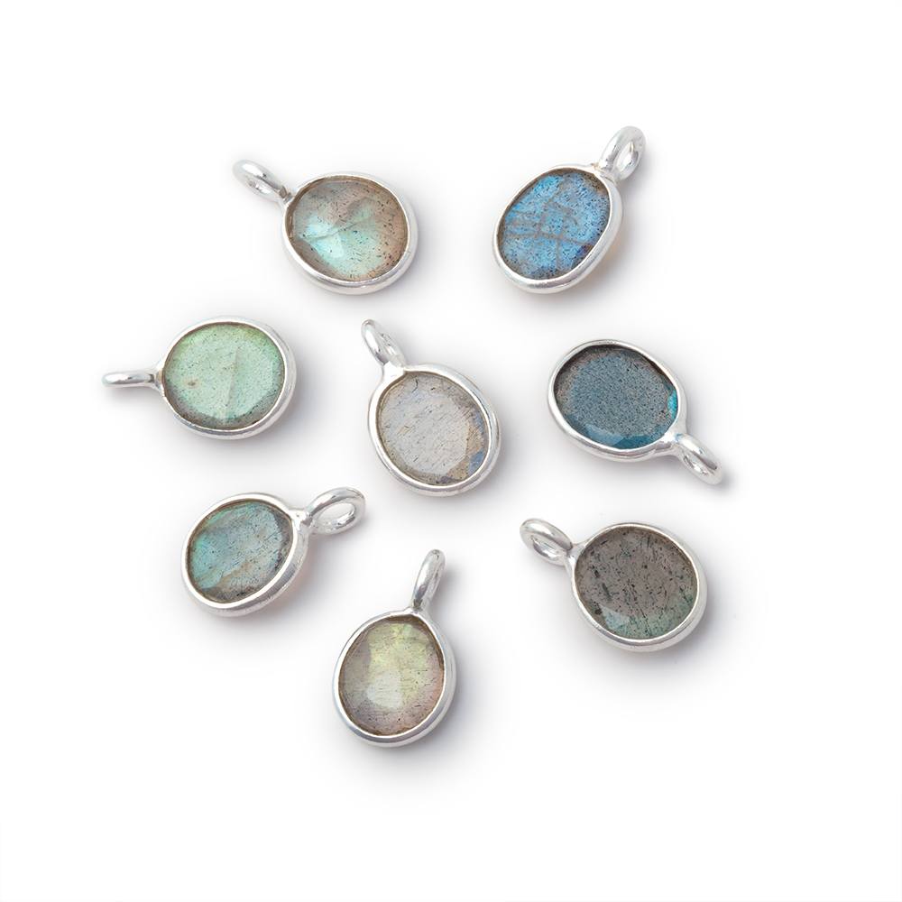 7x6mm Sterling Silver Bezel Labradorite Rose Cut Oval Pendant 1 piece
