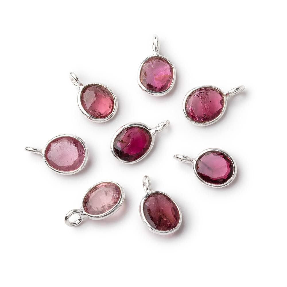 7x6mm Sterling Silver Bezel Pink Tourmaline Rose Cut Oval 1 Pendant