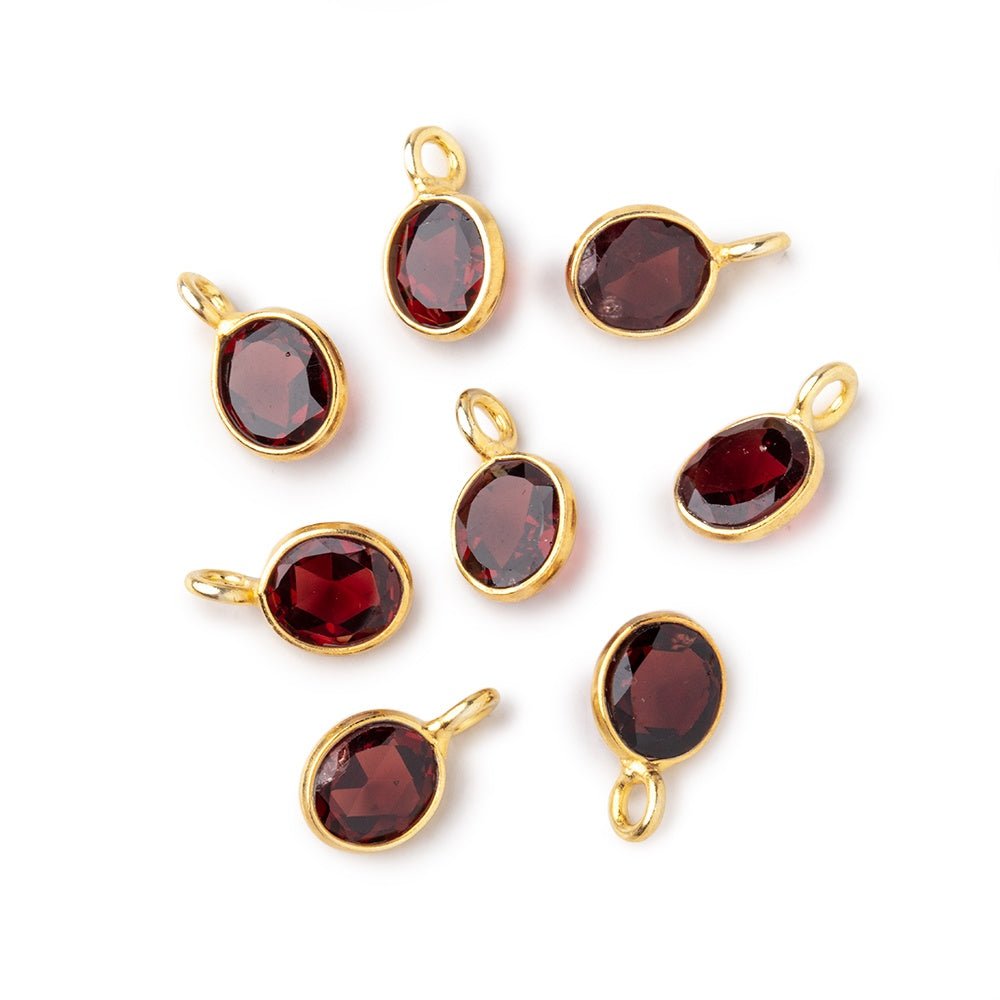 7x6mm Vermeil Bezel Garnet Rose Cut Oval Pendant 1 piece