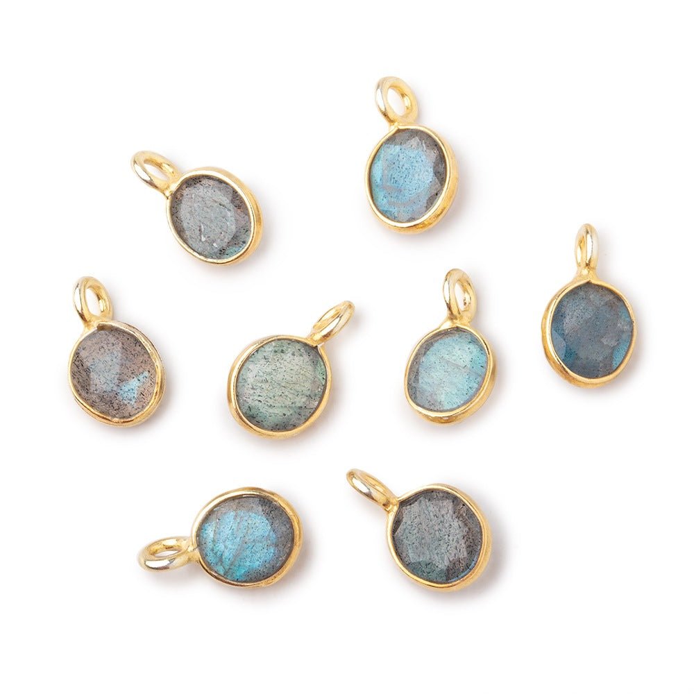 7x6mm Vermeil Bezel Labradorite Rose Cut Oval Pendant 1 piece