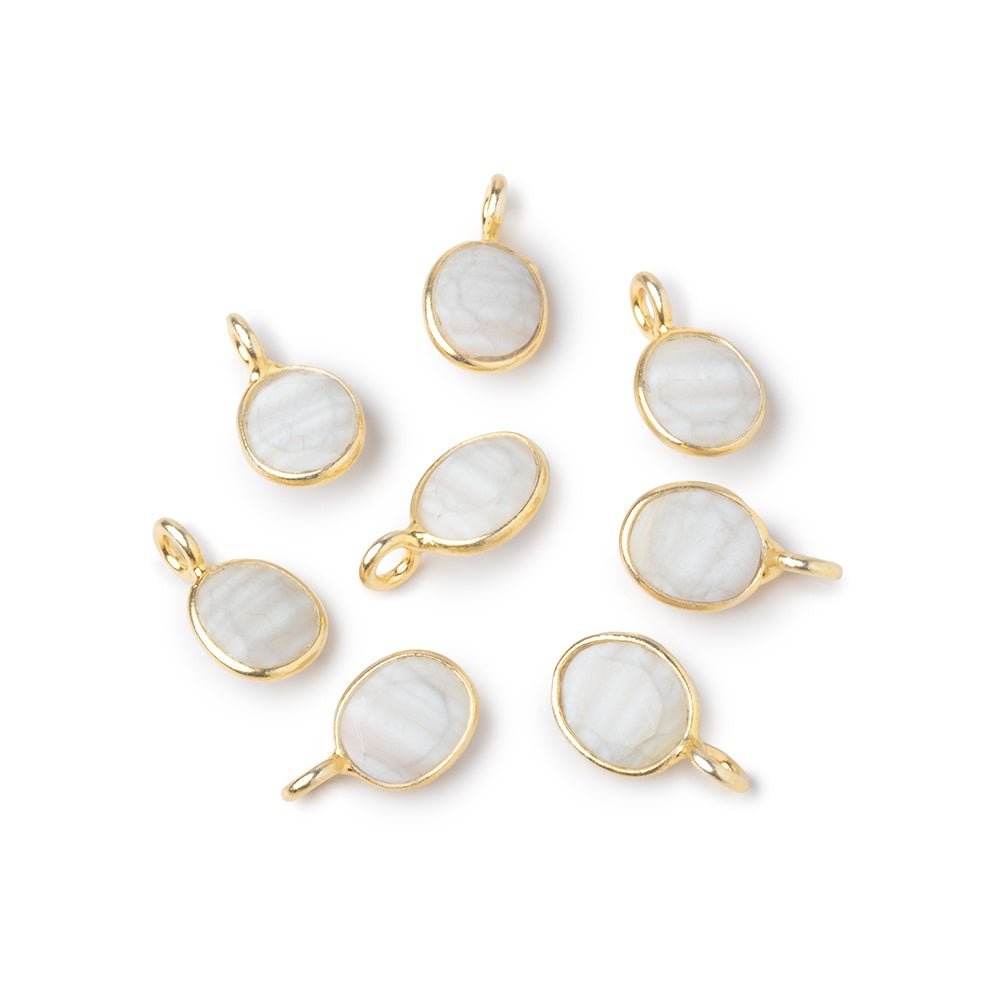 7x6mm Vermeil Bezel Mother of Pearl Rose Cut Oval Pendant 1 piece