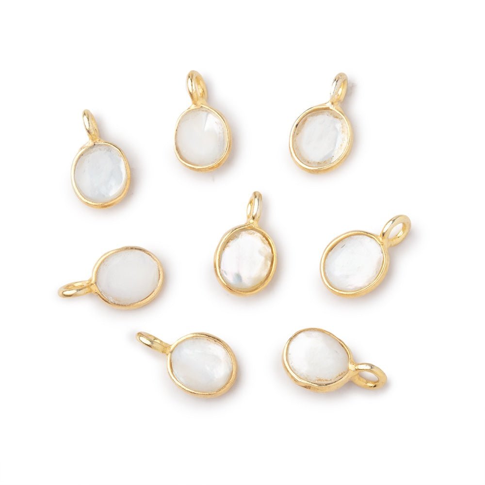 7x6mm Vermeil Bezel Mother of Pearl Rose Cut Oval Pendant 1 piece