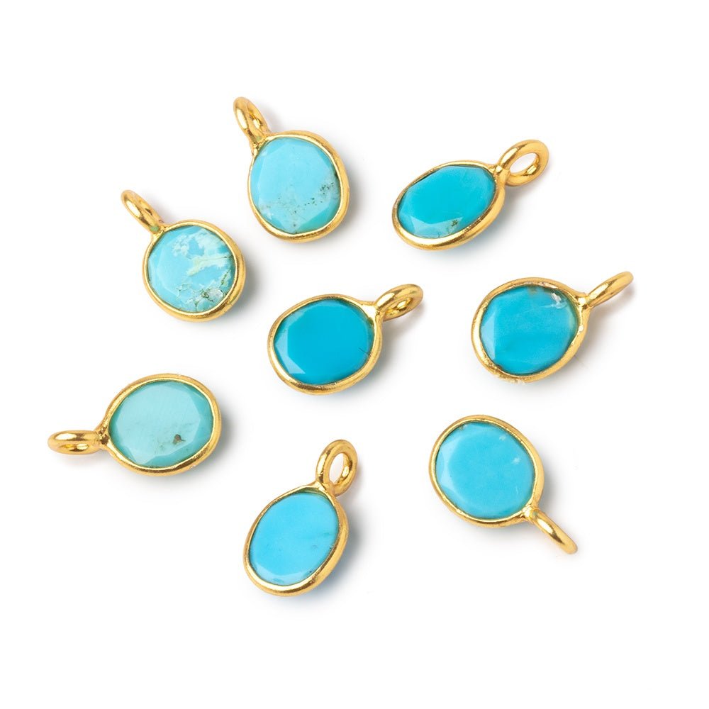 7x6mm Vermeil Bezel Turquoise Rose Cut Oval Pendant 1 piece