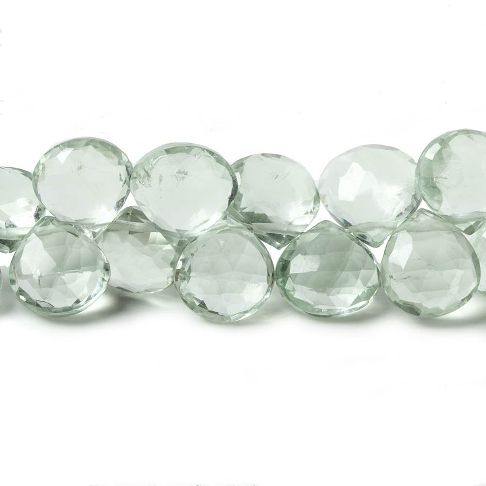 7x7-8.5x8.5mm Prasiolite faceted heart beads 8 inch 48 pieces