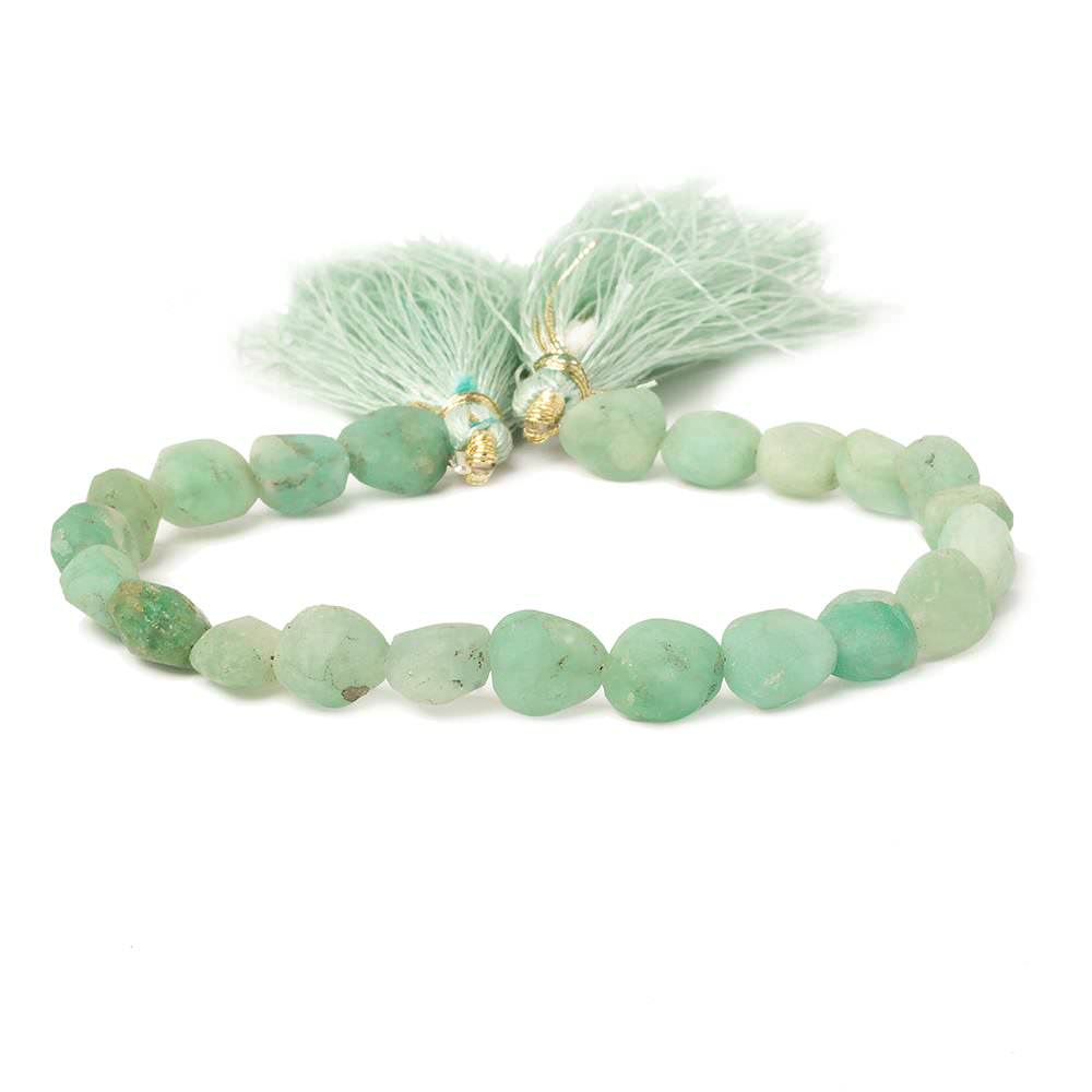 7x7-8x6mm Matte Colombian Emerald plain nugget beads 7.5 inch 22 pieces