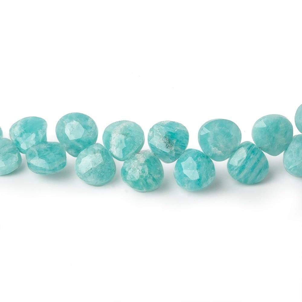 7x7-8x8mm Amazonite Faceted Heart Beads 8 inch 44 beads