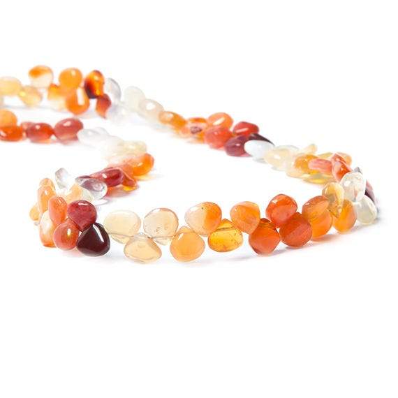 7x7-8x8mm Mexican Fire Opal smooth heart briolette beads 16 inch 101 pieces