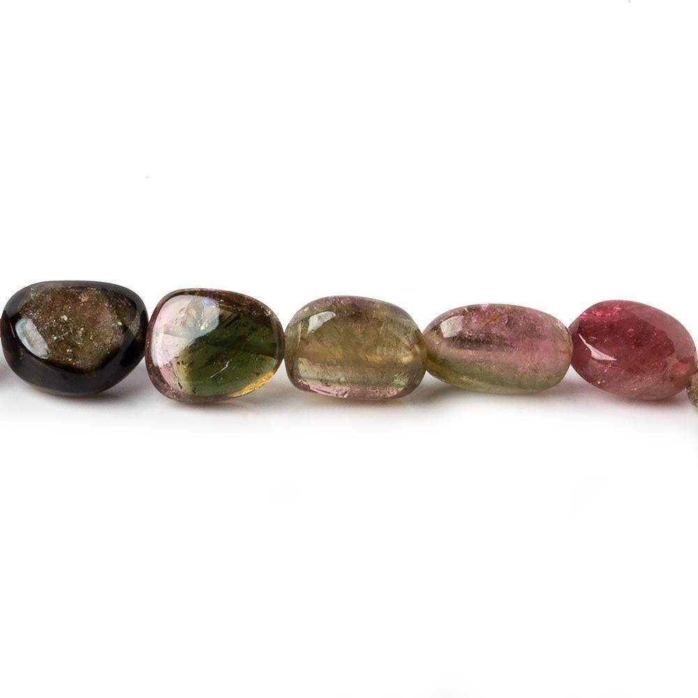 7x7-9x6mm Multi Color Tourmaline Plain Nugget Beads 15 inch 46 beads