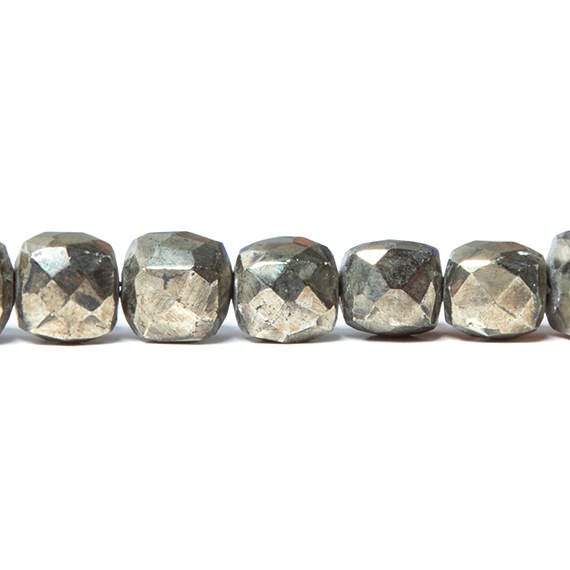 7x7mm Pyrite Faceted Cube Beads 8 inch 31 pieces