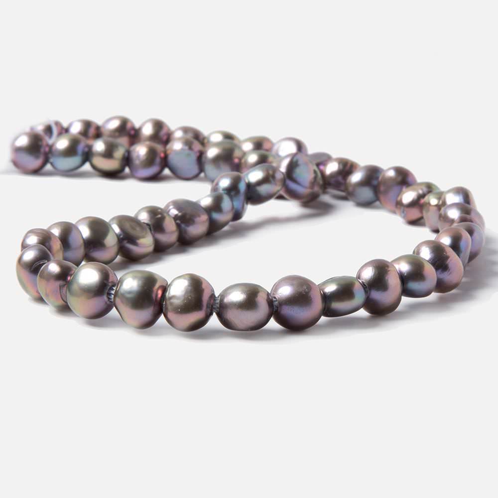 7x8.5-9x9.5mm Pink Peacock Baroque 2.5mm large hole Pearls 15 in. 49 pcs