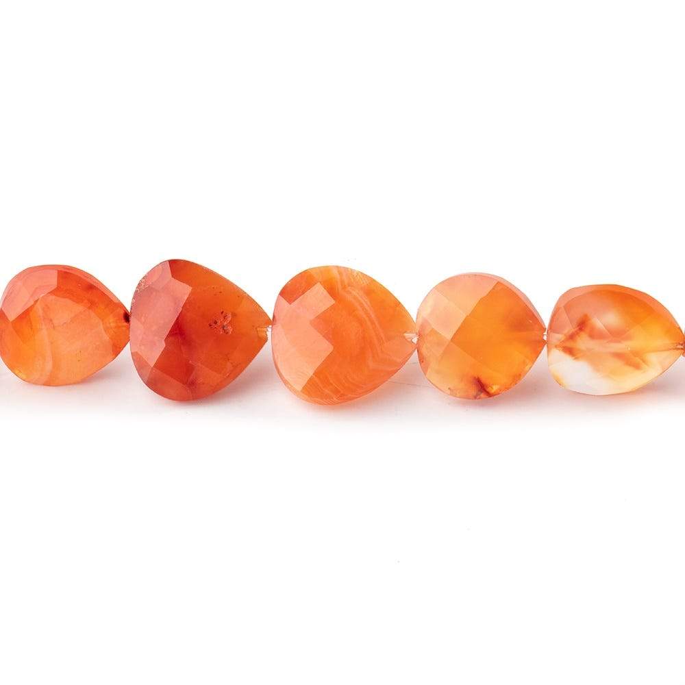 8-10mm Carnelian Straight Drilled Faceted Heart Beads 15 inch 42 pieces