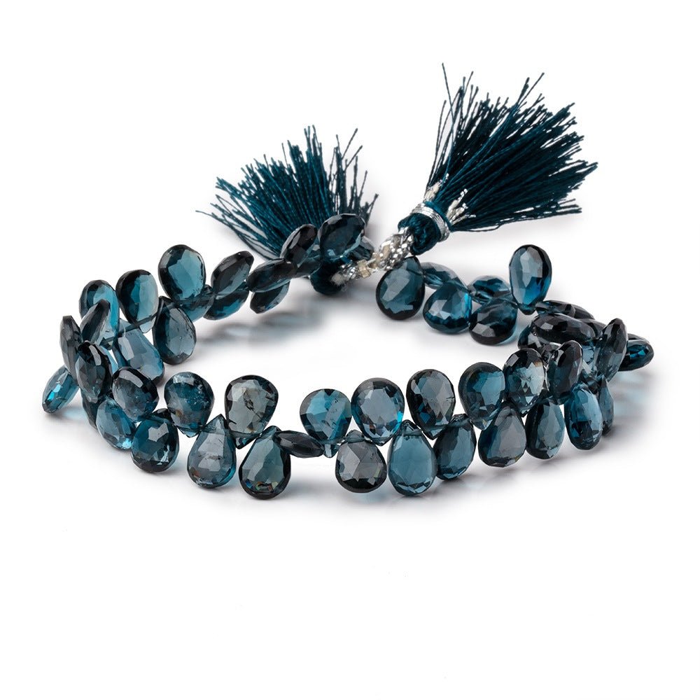 8-10mm London Blue Topaz Faceted Pear Beads 7.5 inch 56 pieces AA