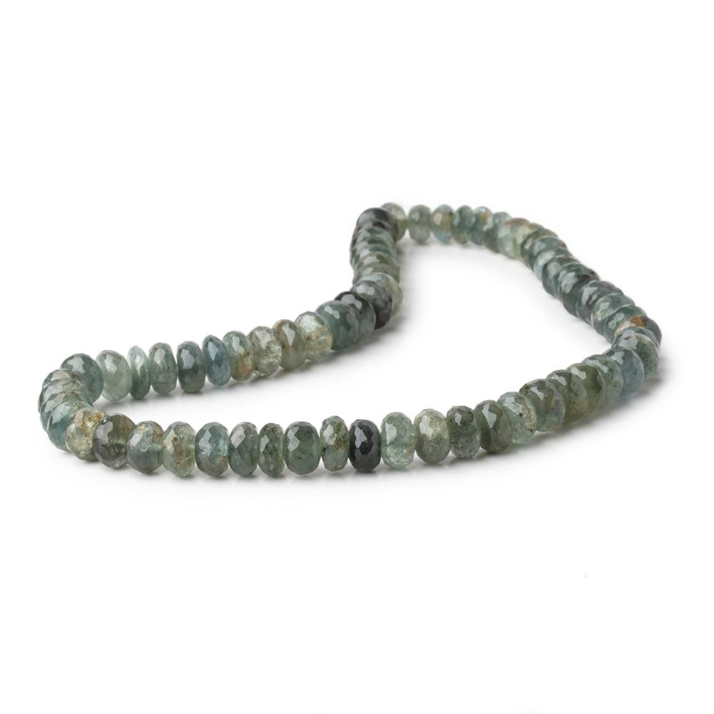 8-10mm Moss Aquamarine Faceted Rondelle Beads 14 inch 66 pieces