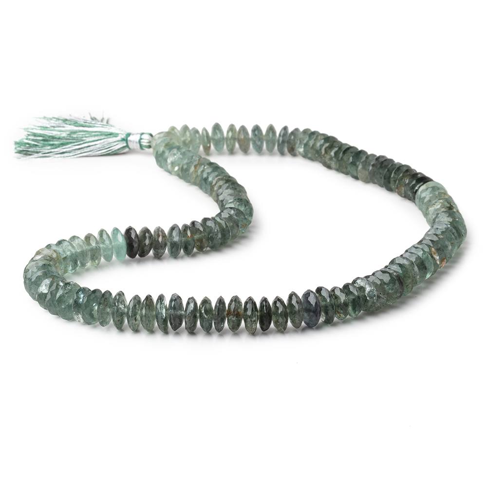 8-10mm Moss Aquamarine German Faceted Rondelle Beads 16 inch 112 pieces