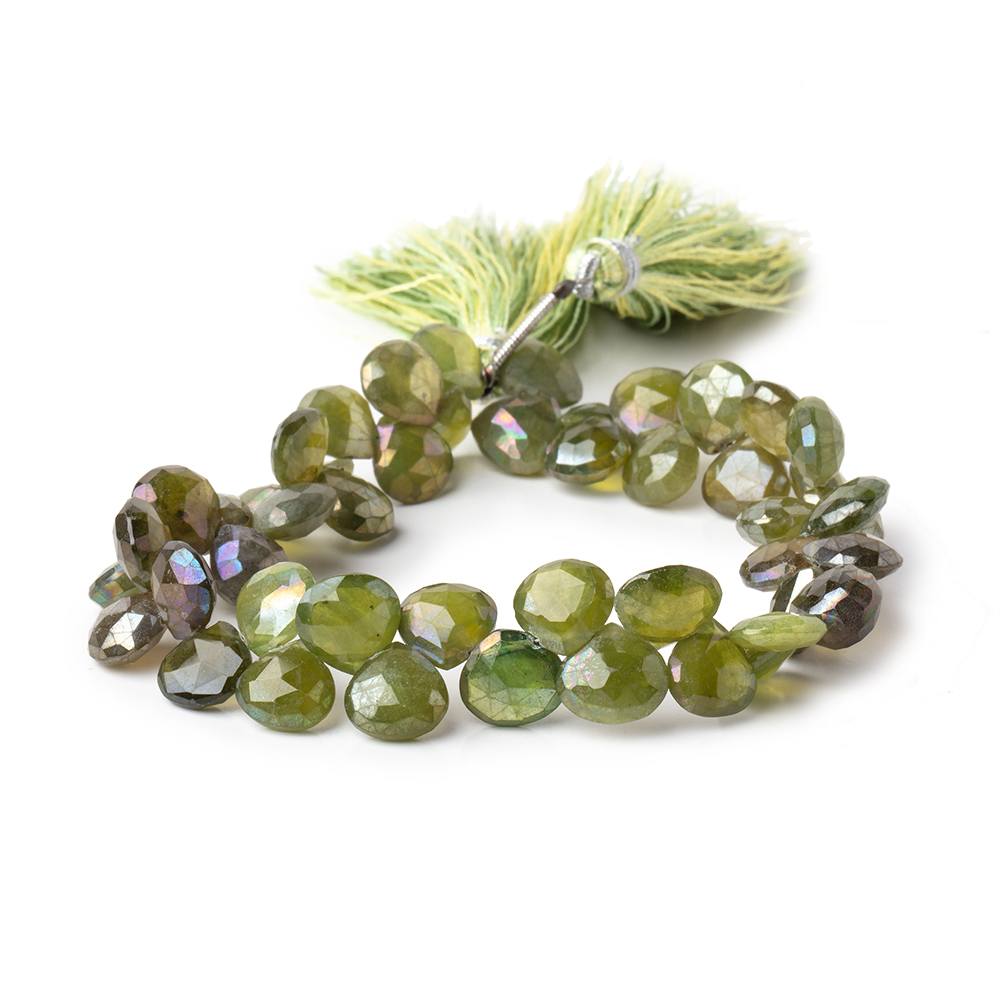 8-10mm Mystic Idocrase Faceted Heart Beads 8 inch 48 pieces