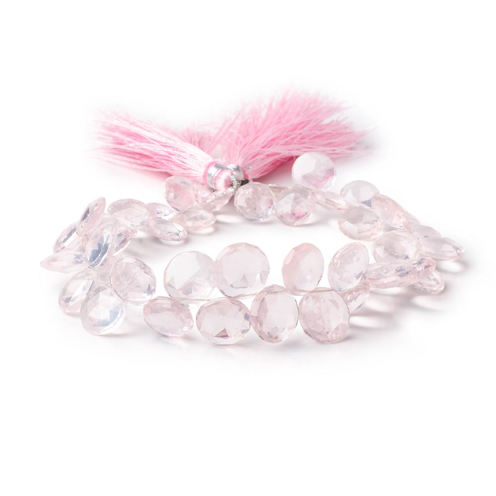 8-10mm Rose Quartz Top Drilled Faceted Coins 8 inch 47 Beads