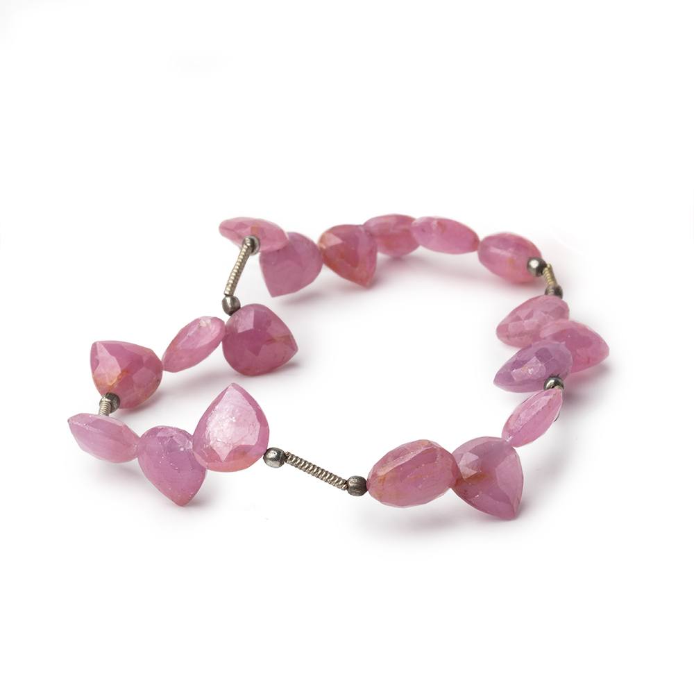 8-10mm Ruby Shoulder Drill Faceted Heart Beads 7 inch 18 pieces