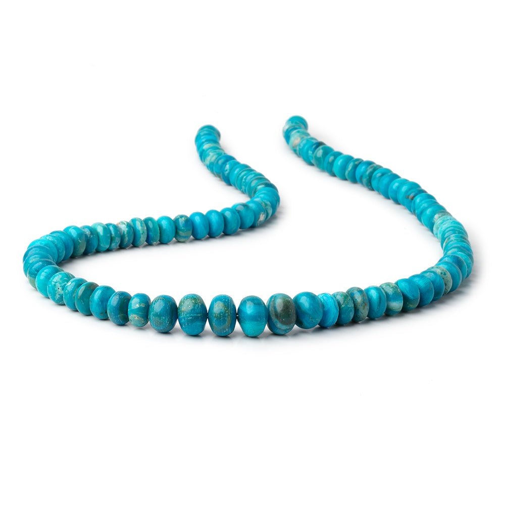 8-11mm Peruvian Blue Opalina Plain Rondelles 20 inch 97 Beads AA