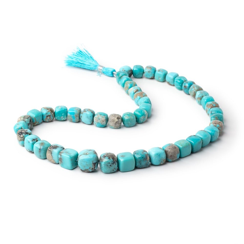 8-11mm Sleeping Beauty Turquoise Plain Cubes 16 inch 47 Beads AAA