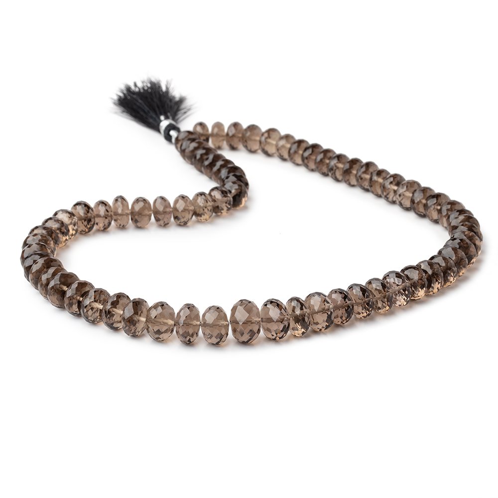 8-11mm Smoky Quartz Faceted Rondelle Beads 16 inch 68 pieces