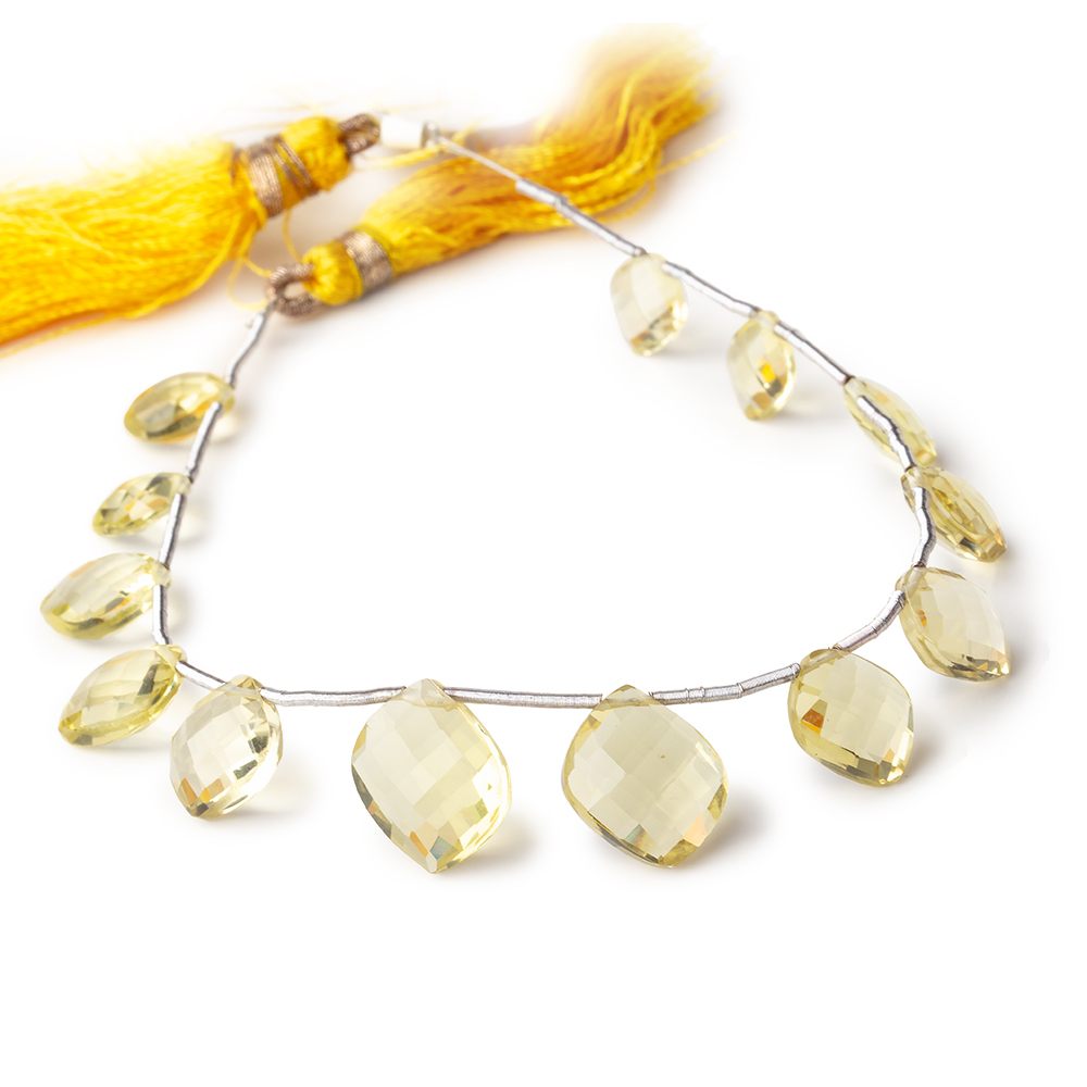8-12mm Lemon Quartz Faceted Fancy Shape Beads 6.5 inch 12 pieces