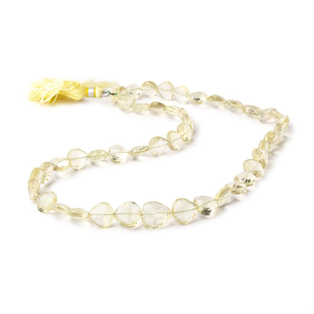 9-13mm Lemon Quartz Faceted Heart Beads 16 inch 42 pieces