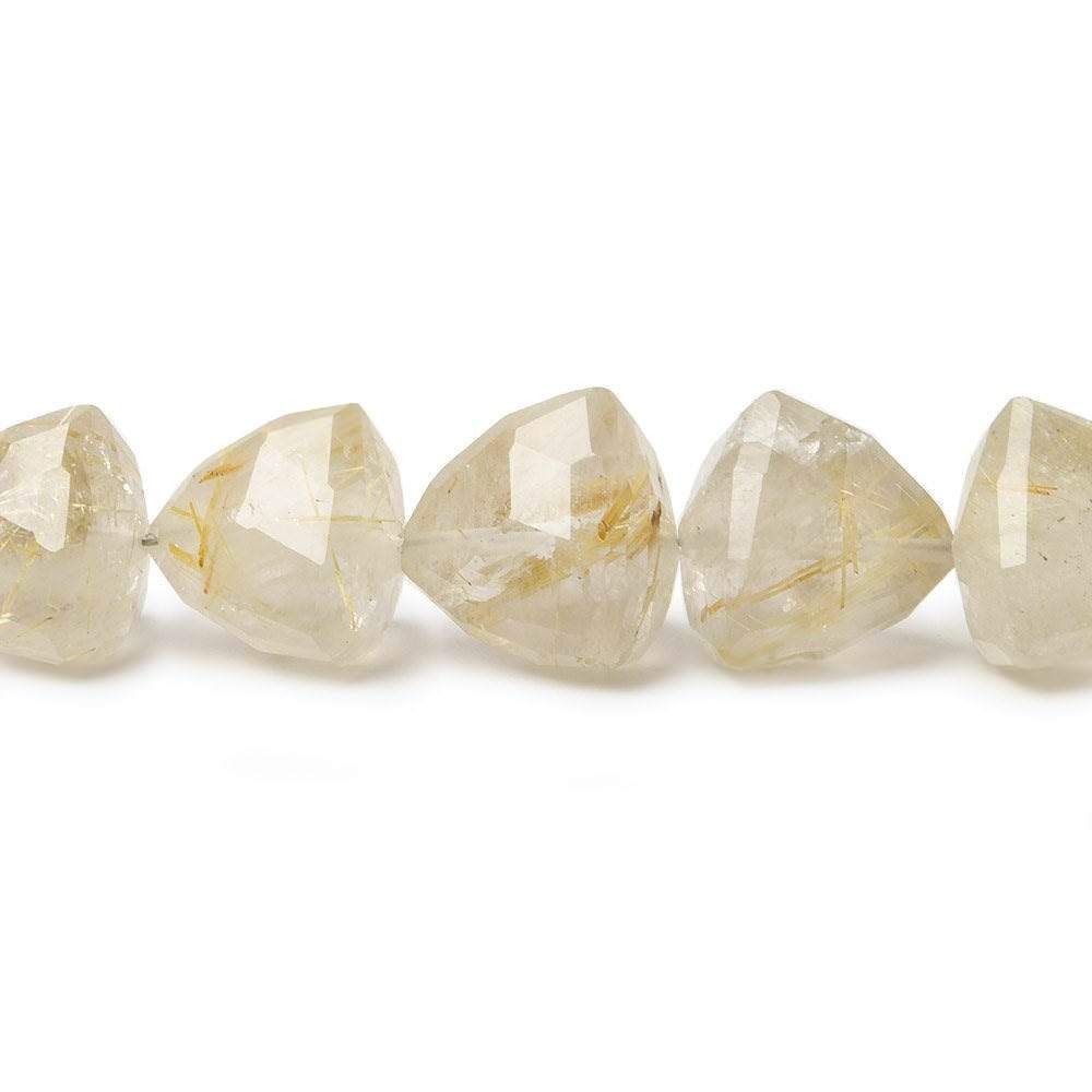 8-12mm Rutilated Quartz Faceted Trillion 8 inch 21 pieces