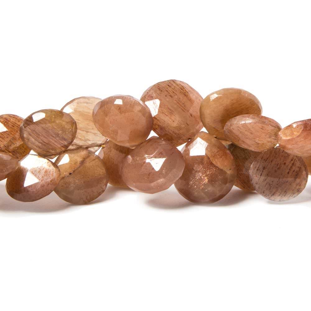 8-12mm Sunstone Faceted Heart Beads 8 inch 52 pieces