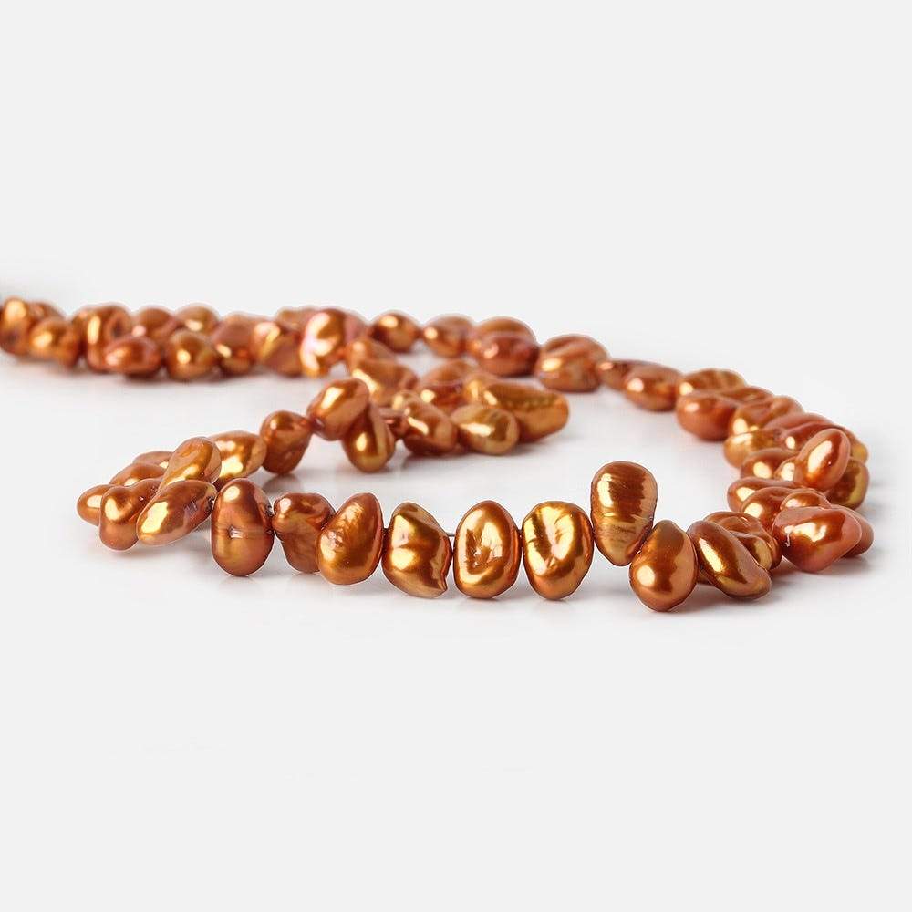 8-13mm Pumpkin Orange Keshi Top Drilled Freshwater Pearls 15.5 inch 75 Beads