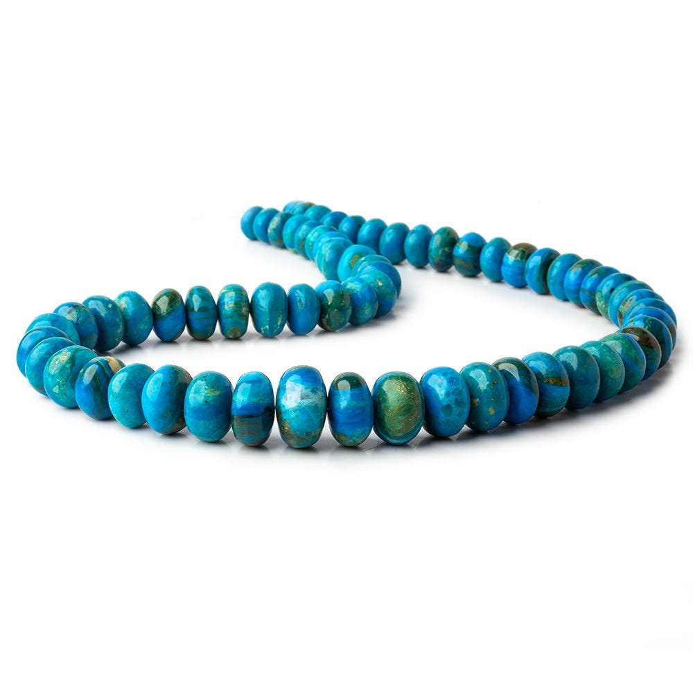 8-15.5mm Peruvian Blue Opalina plain rondelles 17.5 inch 64 beads AAA
