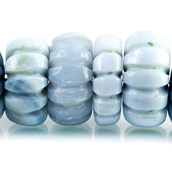 8 - 15mm Denim Blue Opal Carved Melon Beads 10 inch 51 pieces